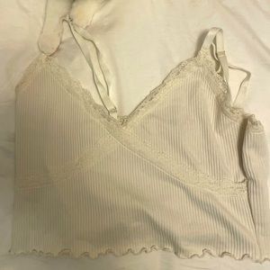 Coquette laced cream tank top ruffled